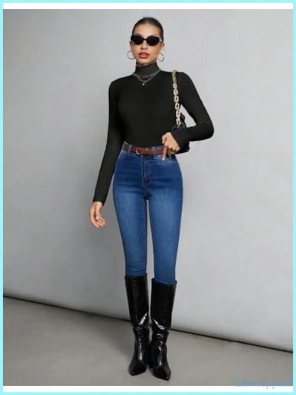 Mock Turtleneck Long Sleeve Top Set Stretch Base Layer Slim Fit Thermal